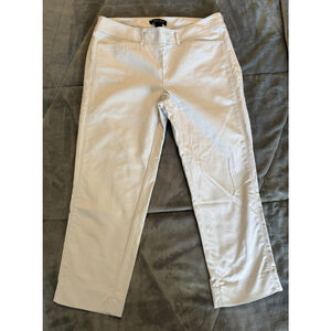White House Black Market Women's Pants Beige Slim Ankle Side Zip Size 6 Cotton